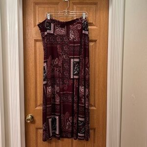 Long modest black/burgundy/white designed Cato skirt